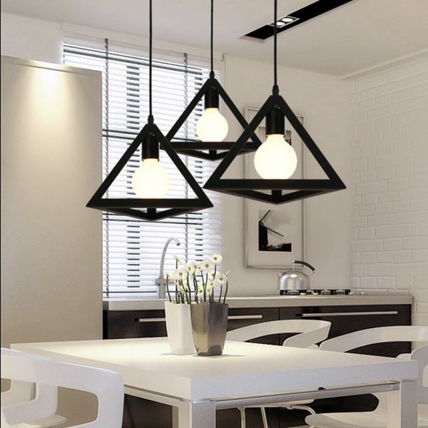 

nordic modern minimalist restaurant l pendant light creative loft aisle iron bar desk coffee shop lamp personality diamond pendant lamp