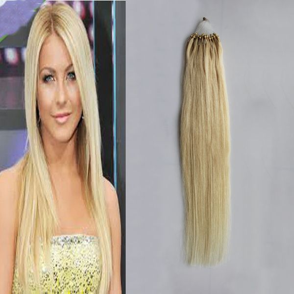 #613 Bleichblond, 100 % brasilianisches Haar, gerade Schleife, Mikroringhaar, 1 g/Strähne, 50 Stück/Packung, 50 g, 4b Micro Link-Haarverlängerung