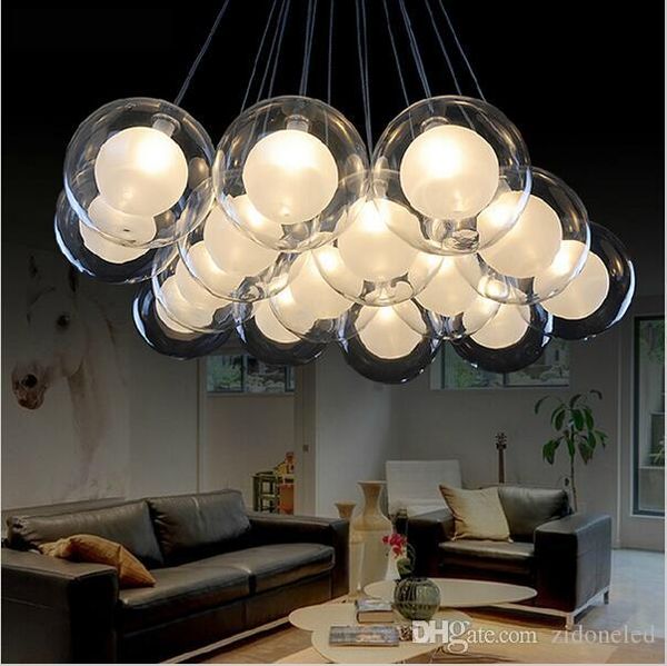 

modern art glass led pendant light glass ball chandelier lighting fixture g4 diy lamp for living room dining roon