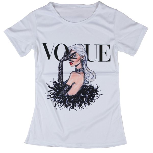 

wholesale-new fashion women t shirt vogue shirts graphic shirt polyester tee woman clothing short sleeve t-shirt s-3xl, White