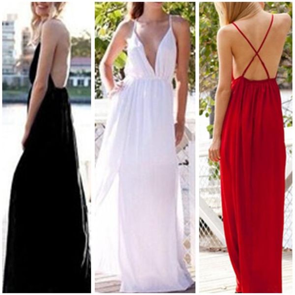 

new fashion design deep v neck backless evening ball prom party long maxi beach dress lx*e3159*5, Black;gray