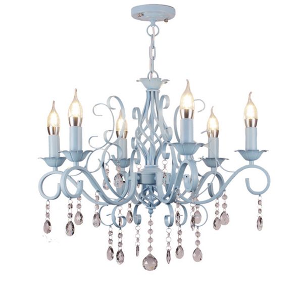 

crystal chandelier living room lamp pastoral mediterranean bedroom restaurant candle chandelier blue european princess children room lamps