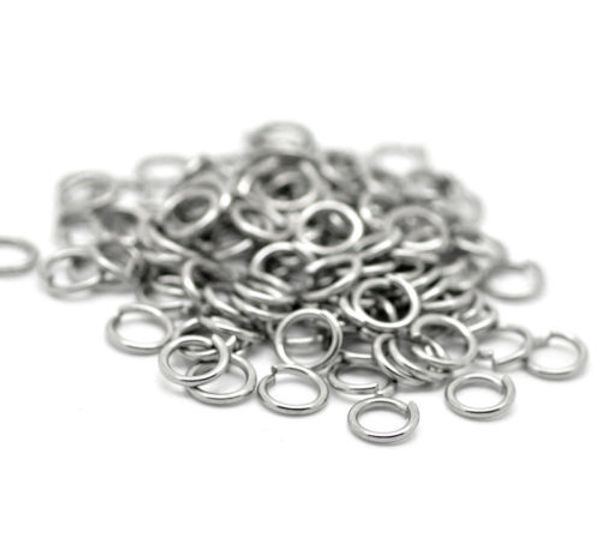 a granel 500 pçs/lote, peças de qualidade, joias fortes que encontram marcação 316l aço inoxidável 5x0,8 mm mm anel de salto anel aberto prata