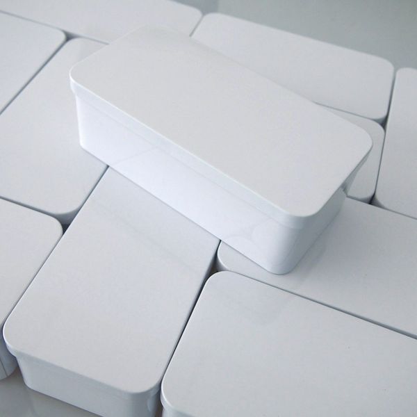 

16.3*8*5.6cm rectangle white tea tin box candy and jewelry storage case container