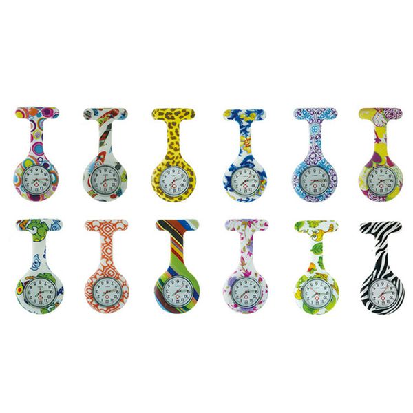 

2017 nurses doctor fob pocket watch brooches silicone leopard tunic batteries medical nurse watch, Slivery;golden
