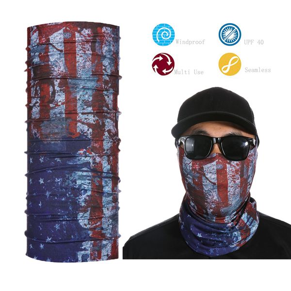

wholesale- american flag bandana multi face shield, Blue;gray