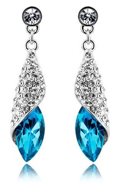 

new fashion 18k white gold plated austrian crystal waterdrop dangle earrings for women rhinestone long earrings bridal jewelry wholesale, Silver