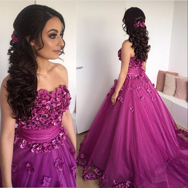 

3d floral applique quinceanera dress glamorous purple fluffy ball gown evening dresses formal prom dresses pretty flowers tulle party dress, Black
