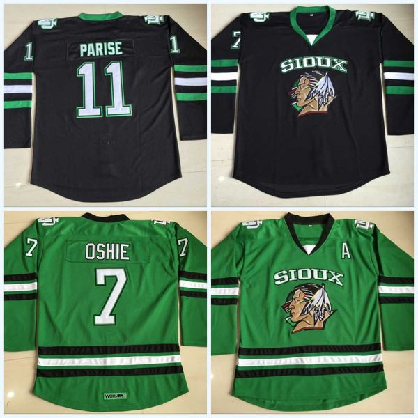 

North Dakota Fighting Sioux Hockey Jersey #9 Jonathan Toews #7 TJ Oshie #11 Zach Parise blank Green University Stitched Jerseys
