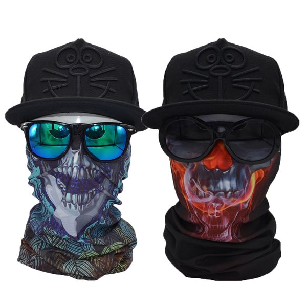 

wholesale- skull 2 pcs bandana scarf multifunctional magic face shield, Blue;gray