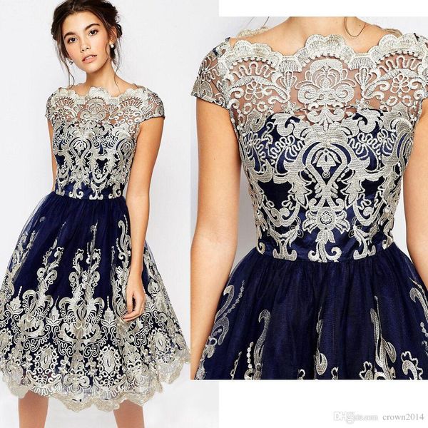 

wholesale vintage lace embroidery short homecoming dresses cap sleeve knee length a line homecoming gowns for online sale 2018 sale, Blue;pink