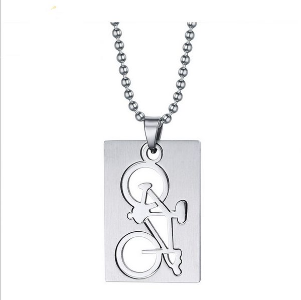

punk men's bike bicycle necklace & pendant stainless steel sport jewelry dog tag accessories pn-013, Silver