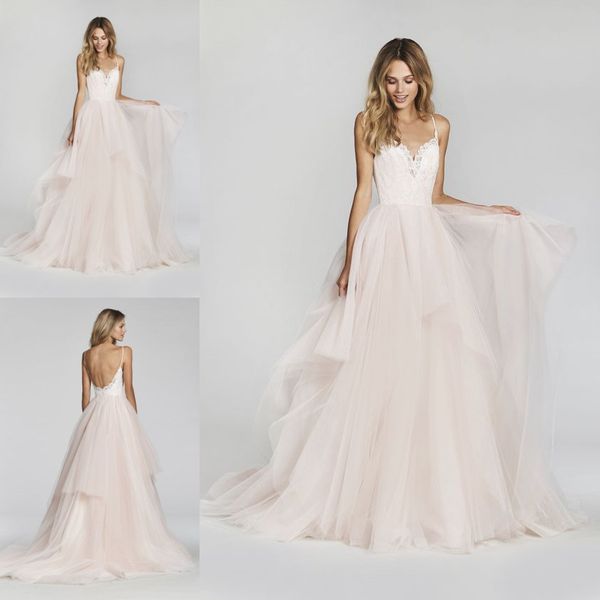 

blush pink backless wedding dresses modest 2018 robe de mariee spaghetti straps a line custom made bridal gowns buy from china, White
