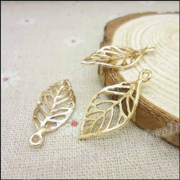 

wholesale- wholesale 50pcs kc gold plated charms leaves pendant fit bracelets necklace diy metal jewelry making, Bronze;silver