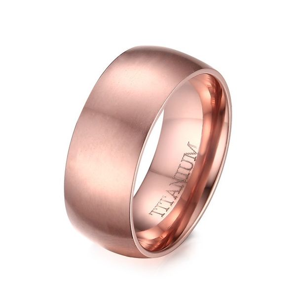 

meaeguet titanium rings for men rose gold plated luxury 8mm titanium band brushed wedding ring band male jewelry tr-014, Slivery;golden