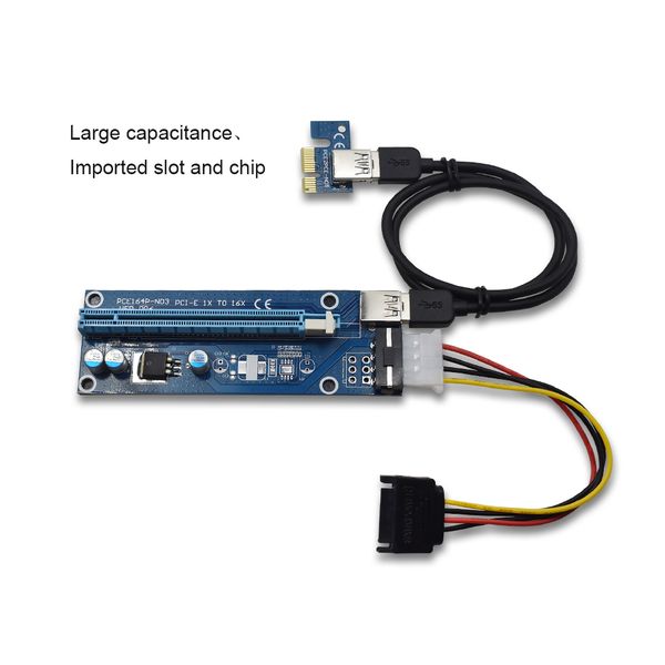 Freeshipping 10 Stück Ver006 PCI Express Riser-Karte 1x bis 16x USB3.0-Kabel PCI-E Extender Sata zu 4-Pin-Molex-Stromversorgung für BTC-Miner-Maschine