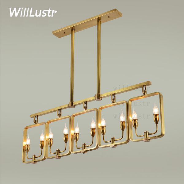 Willlust cobre pingente lâmpada latão pendurado luz candelabro candelabro moderno suspensão iluminação americano estilo elegante nórdico