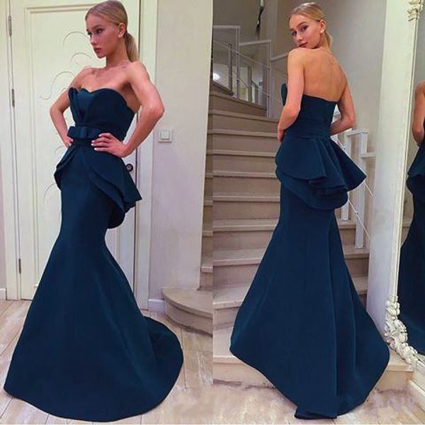

2017 arabic style navy blue sweetheart mermaid evening dress bridesmaid gown prom party gown formal occasion wear, Black;red