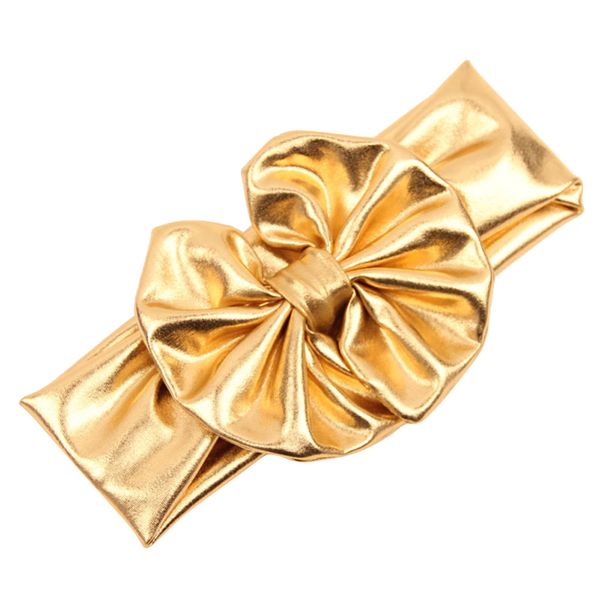 

wholesale- fashion metallic gold color baby girl headbands big bow kids head bands lovely headwear hair accessories for child, Slivery;white