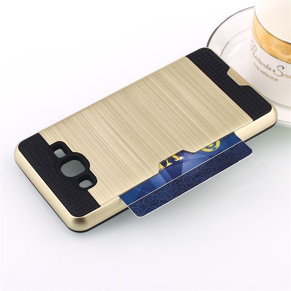 Armadura TPU + PC híbrido cartão de crédito escovado caso slot para Samsung Galaxy S8 S8 PLUS S9 S9 PLUS S10 S10E S10 PLUS Nota 9 Nota 8 50pcs / lot