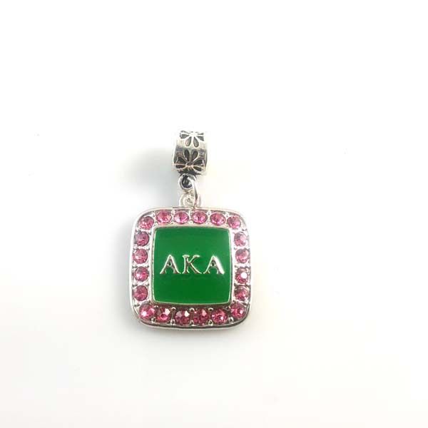 

wholesale- sorority greek aka enamel charm with ring aka square crystal charm 5pcs 1lot, Bronze;silver