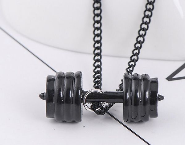

2018 men women dumbbells hang gold silver necklace
