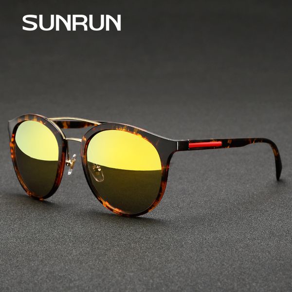 

wholesale- sunrun brand 2017 new round vintage sunglasses men eyewears accessories uv400 sun glasses for women sps04r, White;black