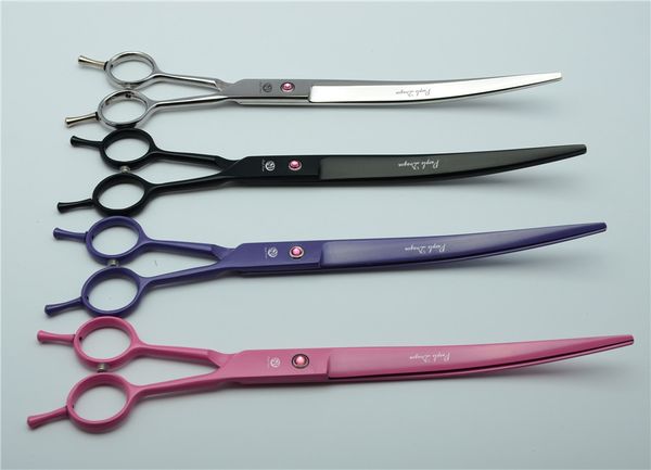 Wholesale- Curve Scissors 657# 9'' 24cm  Purple Dragon Hairdressing Scissors With Bag 440C Dogs Cats Pets Cutting Shears Hair Scissors