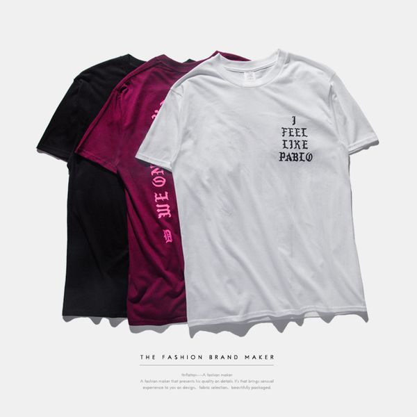 

Hip Hop Mens T Shirt SEASON 3 i feel like pablo Tee short Sleeve O-neck T-Shirt Kanye West Letter Print Sportwear S-3XL