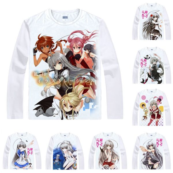 

anime shirt nyaruko-san another crawling chaos t-shirts multi-style long sleeve nyaruko cosplay motivs kawaii shirts, White;black