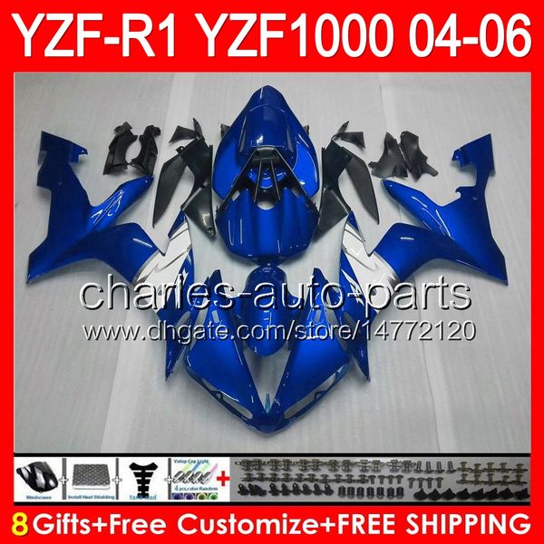 

Glo blue 8gift body for yamaha yzf r1 04 05 06 yzf r1 04 06 93no99 yzf 1000 yzf r 1 yzf1000 yzfr1 2004 2005 2006 blue black fairing