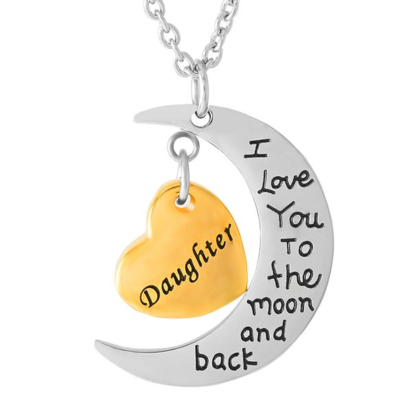 

ijd9471 moon and heart daughter stainless steel cremation pendant necklace memory funeral ashes keepsake urn necklace, Silver