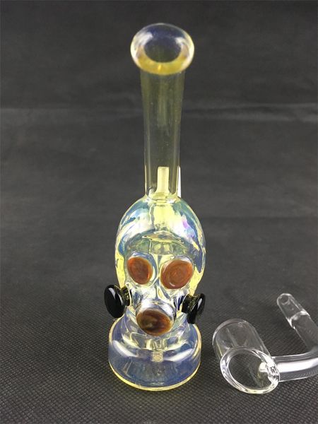 Mini Tubo De Fumaça De Vidro Bongo De Vidro Bonger Queimador De Vidro De Vidro Da Máscara De Gás De Vidro Bonger Colorido Reciclador Bubbler 10mm Banger De Quartzo