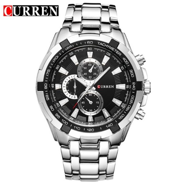 

curren watches men quartz watches brand luxury men military wrist watches stainlesss steel sports watch waterproof quartz watch by dhl, Slivery;brown