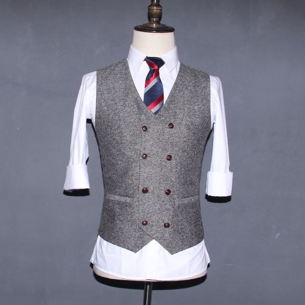 100/% LANA NERO spina di pesce gilet 52/" regolare