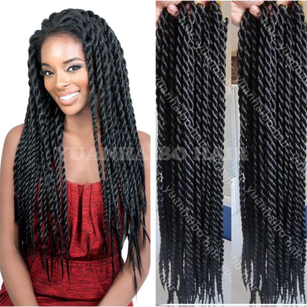 New Fashion 24inch Jet Black Synthetic Kinky Twist Crochet Braid