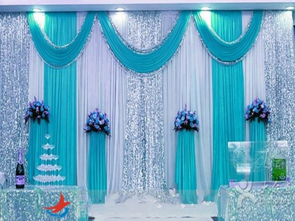 3m 4m 3m 6m 4m 8m Ice Silk Wedding Backdrop Swag Party Curtain