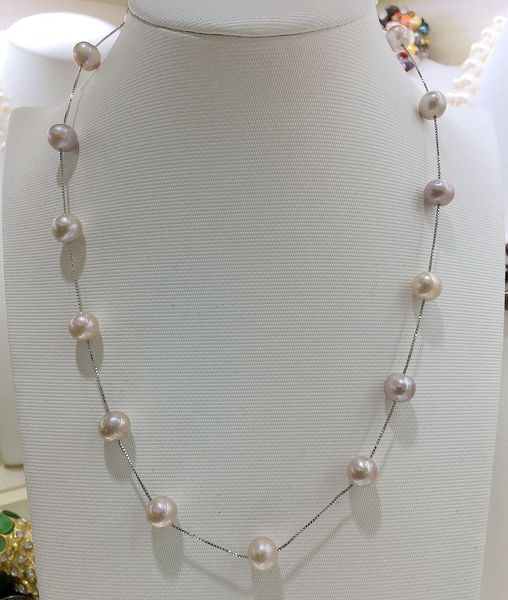 Naturel 13-14 mm blanc pièce perle Collier Long 30/"