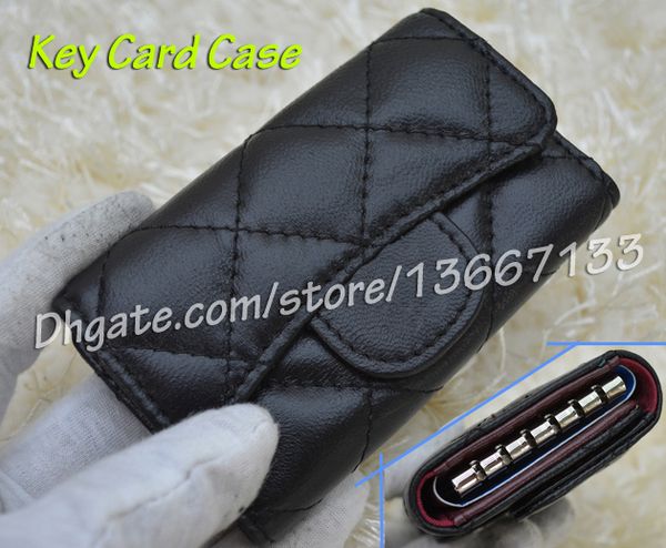 

Comeinu9 2018 fa hion women 039 caviar key holder ca e 5a genuine lamb kin mini key wallet black caviar key holder come with box