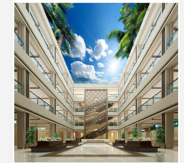 

популярные простые и красивые голубое небо белое облако кокосовое дерево обои для стен 3 d для гостиной