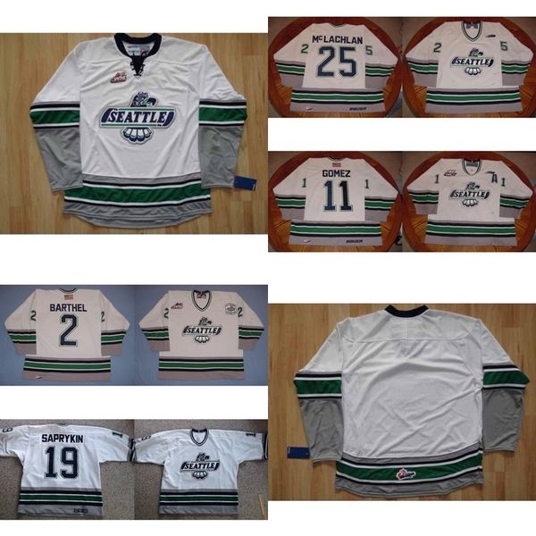 

custom mens womens kids whl seattle thunderbirds 19 oleg saprykin 11 robin gomez 2 clayton barthel ice ice hockey jerseys goalit sale, Black;red
