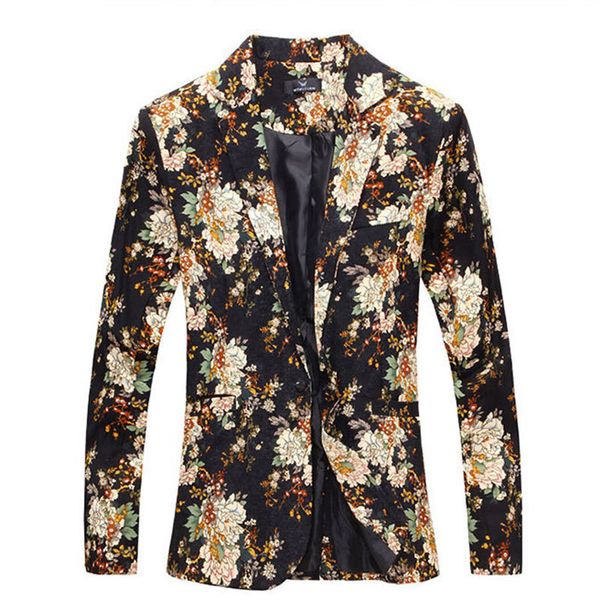 

wholesale- fashion 2016 new design men blazer floral suit personality casual blazer for men blazer slim fit jacket men coat mb028, White;black