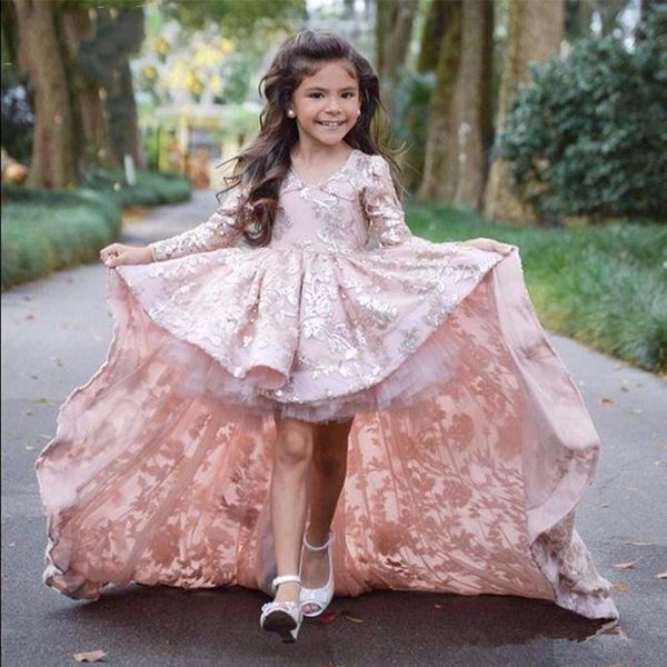 Lace Little Real Photo Flower Girl Dresses With Full Sleeves Front