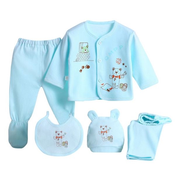 

wholesale- 5pcs/set newborn baby clothing set baby boys girls cotton cartoon printed underwear 0-3m l07, White
