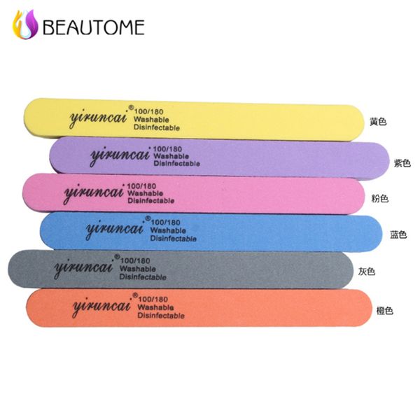 

wholesale- grade sponge nail file washable disinfectable rainbow sanding nail file 2 sides nail art file buffer grits 100/180 lima