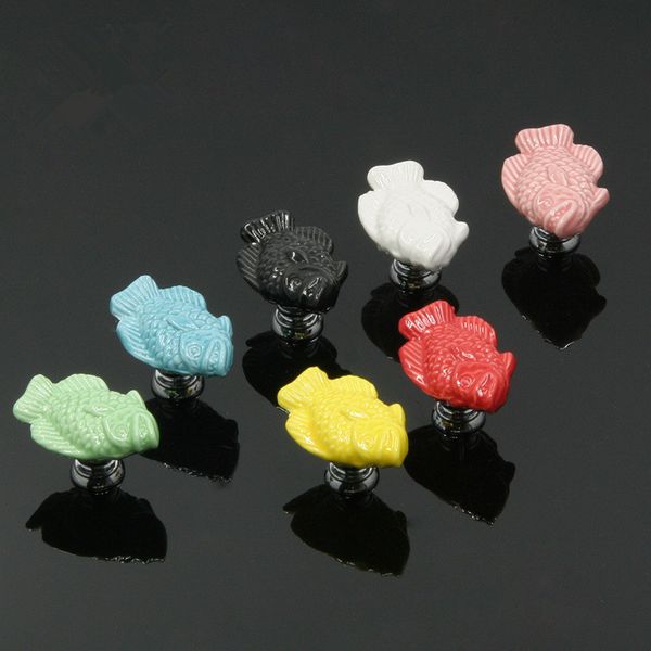 Grosshandel Kind Kinder Rot Weiss Grun Schwarz Weiss Blau Gelb Mandarin Fisch Keramik Single Door Knob Griff Pull Fur Schrank Schublade Mobel Pull