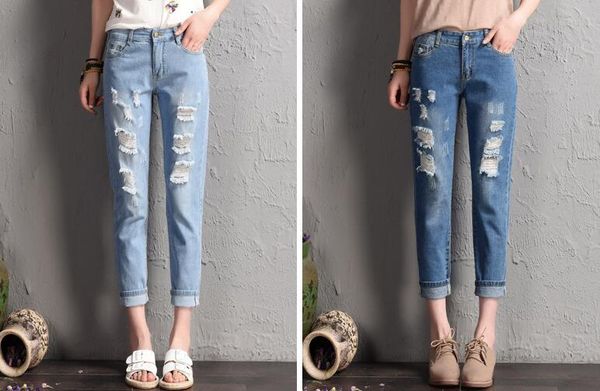 

summer loose waist nine points women's jeans female corners students jw038 womens jean, Blue