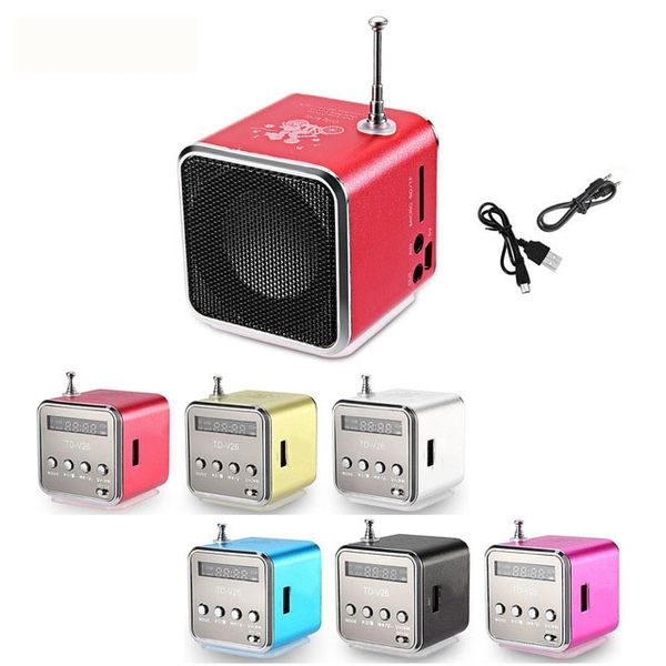 

Hot selling TDV26 mini Metal steel active subwoofer car aluminum alloy speaker TF Radio FM USB boombox caixa de som Loudspeaker high quality