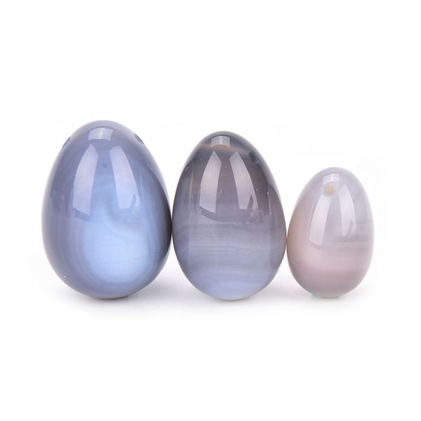 Natural Quartz Yoni Egg Drilled Gray Agate Jade Egg Crystal Sphere Massage Tool For Kegel Exercise Pelvic Floor Muscle Vaginal Wholesale Wedding
