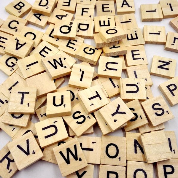 

100pcs pack wooden puzzle box alphabet scrabble tiles letters jigsaw puzzle squares for crafts mixed black letters numbers crafts wood